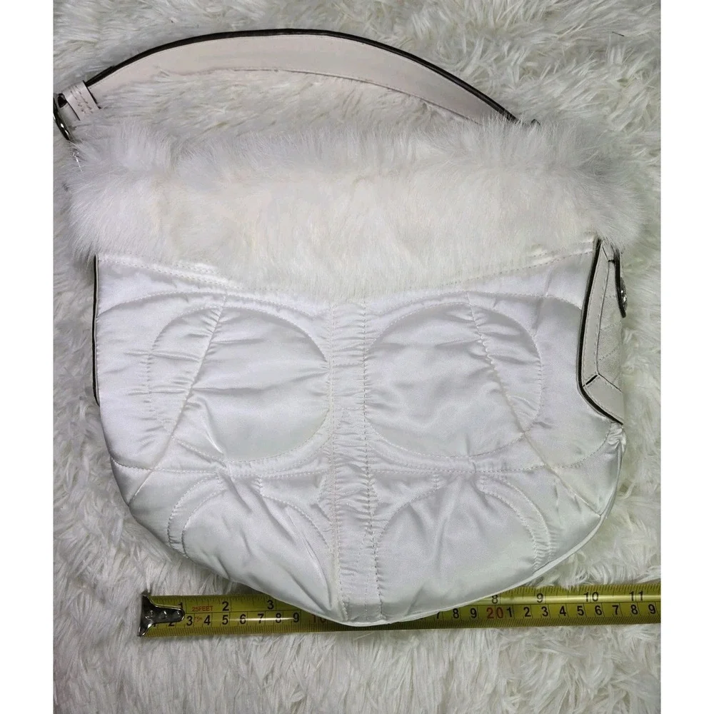 Y2k Vintage‎ Coach White Quilted Rabbit Fur Trim 2005